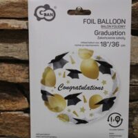 ballagási fólia lufi congratulations felirattal fehér arany színben – 45 cm