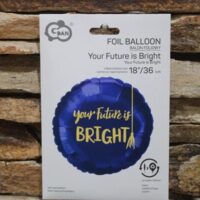 ballagási fólia lufi „your future is bright” felirattal kék arany színben – 45 cm