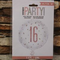 16 os fólia lufi rose gold glitter 45 cm – elegáns születésnapi héliumos lufi (16.szülinap)