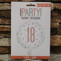 18 as rose gold glitter fólia lufi 45 cm –18. születésnapi szám lufi