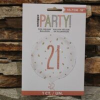 21 es fólia lufi rose gold glitter 45 cm – elegáns születésnapi héliumos lufi (21.szülinap)