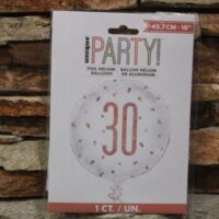 30 as rose gold glitter fólia lufi 45 cm – elegáns születésnapi szám lufi (30.szülinap)