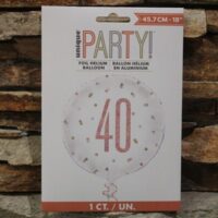 40 es rose gold glitter fólia lufi 45 cm – elegáns születésnapi szám lufi (40.szülinap)