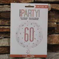 60 as rose gold glitter fólia lufi 45 cm – elegáns születésnapi szám lufi
