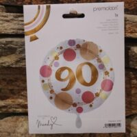 fólia lufi – pöttyös rózsaszín 90. születésnapra – 43 cm