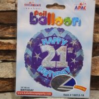 21. születésnapi fólia lufi 45 cm – happy birthday kék hologramos héliumos lufi (21.szülinap)
