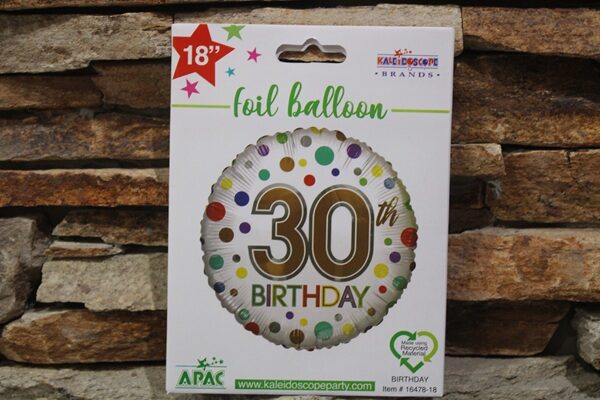 30 as születésnapi fólia lufi 45 cm – konfettis eco birthday lufi (30.szülinap)