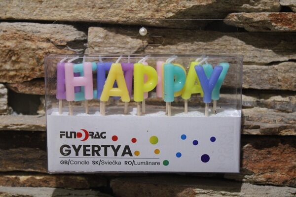 Happy Birthday betű tortagyertya szett – Színes születésnapi gyertyák