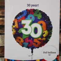 30 as születésnapi fólia lufi 45 cm – színes számmintás birthday lufi (30.szülinap)