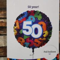 50 es születésnapi fólia lufi 45 cm – színes számmintás birthday lufi (50.szülinap)