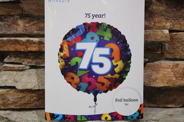 75 ös születésnapi fólia lufi 45 cm – számos birthday lufi