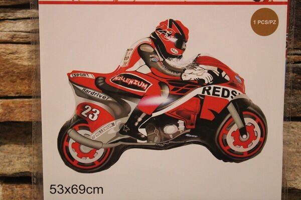 piros sportmotor fólia lufi 53 × 69 cm – motoros születésnapi lufi