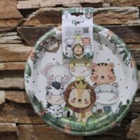 Állatos papírtányér 18 cm – szafari mintás, 6 db