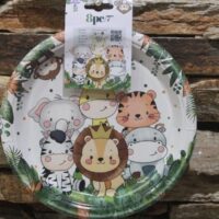 Állatos papírtányér 23 cm – szafari mintás, 6 db