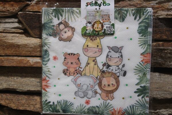 Állatos papírszalvéta 33×33 cm – szafari mintás, 10 db