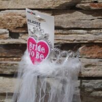 bride to be korona fátyollal – ezüst menyasszonyi tiara lánybúcsúra