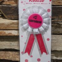 lánybúcsú kitűző ezüst pink masnis kokárda