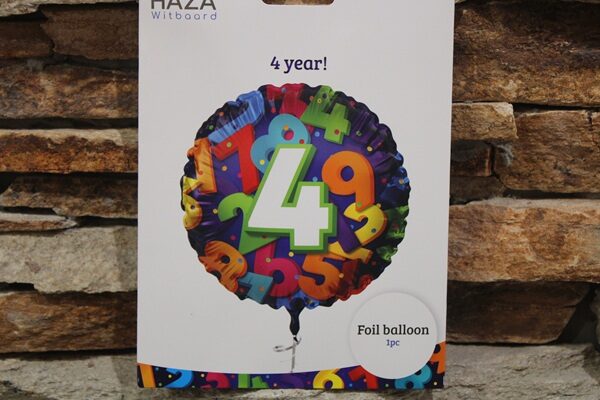 4 es számos fólia lufi 45 cm – 4. születésnapra