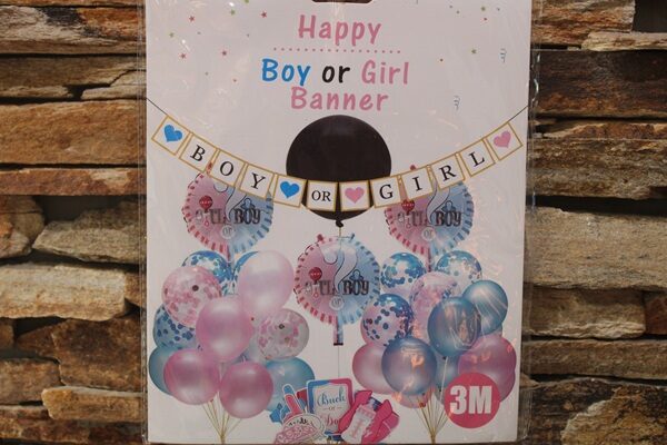 boy or girl babaváró zászlófüzér 3 m – gender reveal dekoráció | partyballon