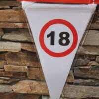 18. születésnapi zászlófüzér – közlekedési tábla mintás, 3 m | partyballon