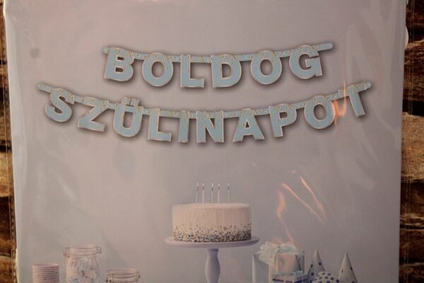 boldog szülinapot banner kék arany – 5 m es felirat | partyballon