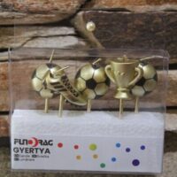 arany focis tortagyertya szett – labda, focicipő és kupa | partyballon