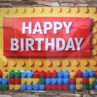 happy birthday lego kockás party háttér – 100 × 150 cm | partyballon